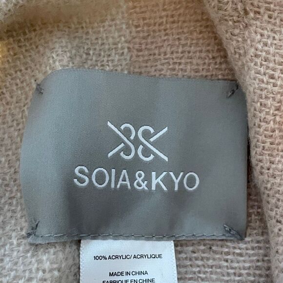 Soia & Kyo Miku-S Scarfigan Pastel Pink Cream Colorblock Knit One Size OS - Picture 7 of 8